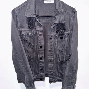 Refuge Distressed Black Denim Jacket